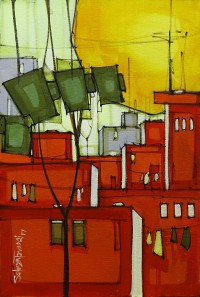 Salman Farooqi, 12 x 18 Inchc, Acrylic on Canvas, Cityscape Painting-AC-SF-121